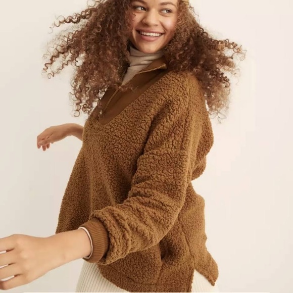 Aerie Dream Sherpa Quarter Zip Sweatshirt - Picture 1 of 7